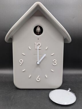 NEW IN BOX Guzzini "QQ" Cuckoo Clock "Home" In Light Grey, Light Sensor